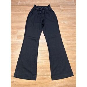 Rewash Black Linen Blend Wide Leg Smocked Tassel Pants womens Small